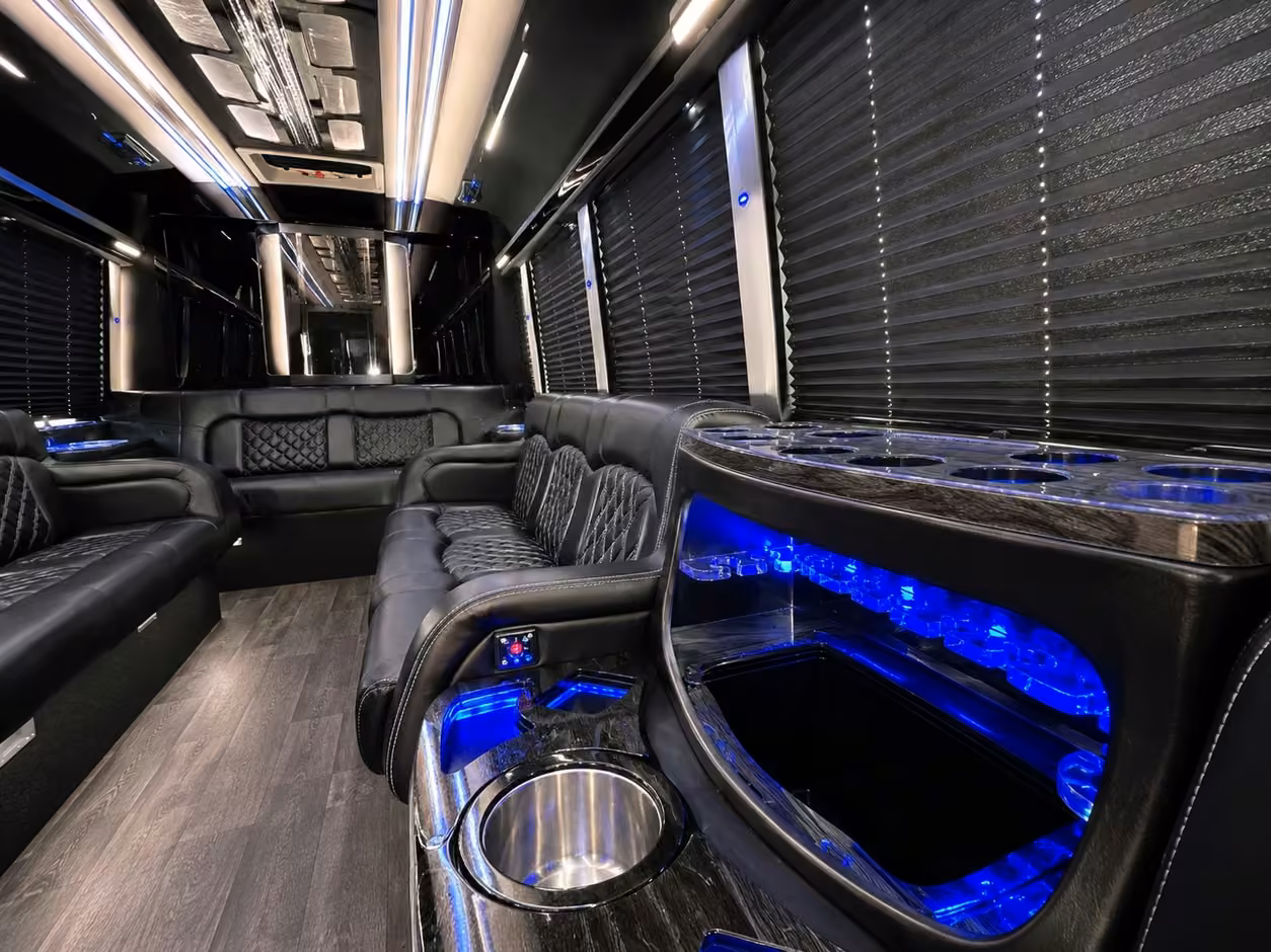 15 passenger party bus inside