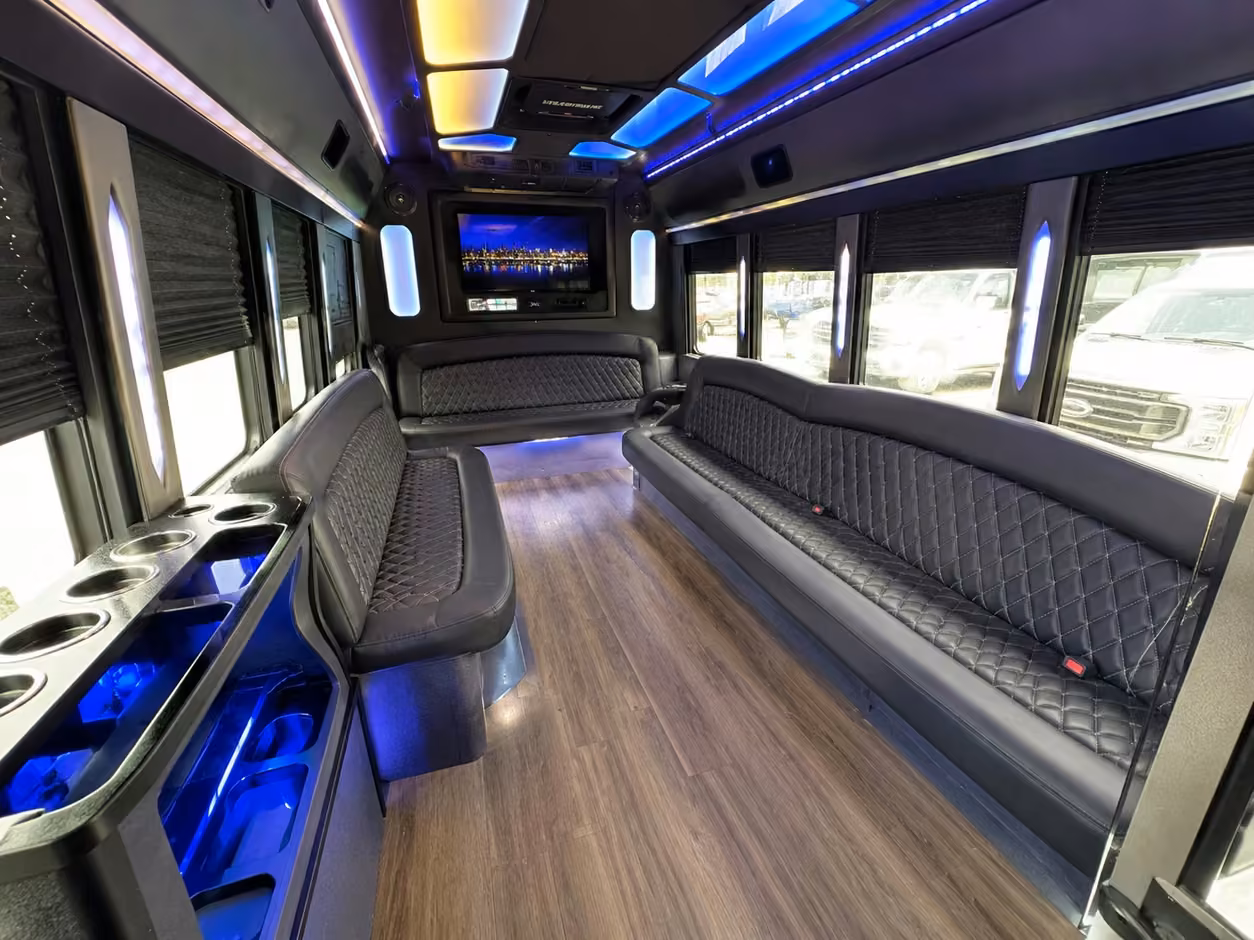 15 passenger party bus interior