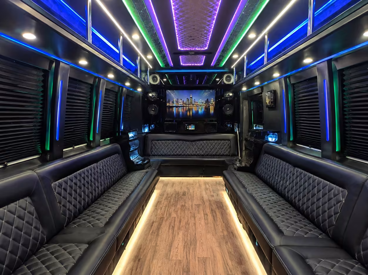 20 passenger party bus inside